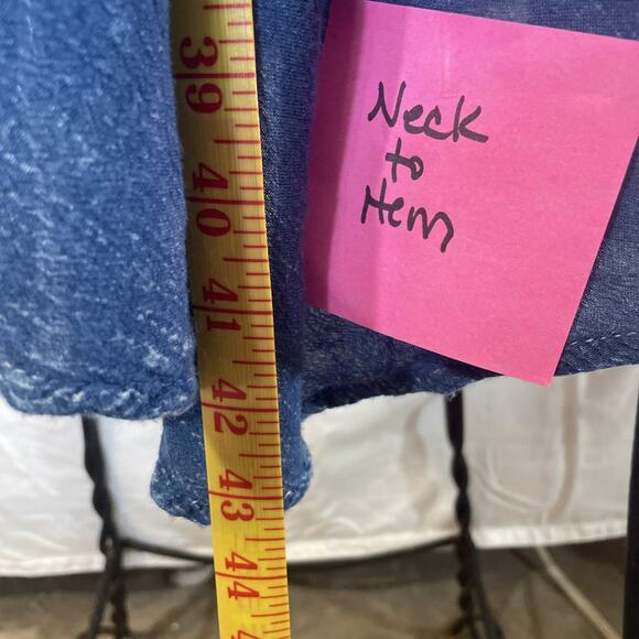 Boho Denim Full Hippie Chic Summer Beach White Embroidered Paisley Floral M/L - Picture 7 of 11